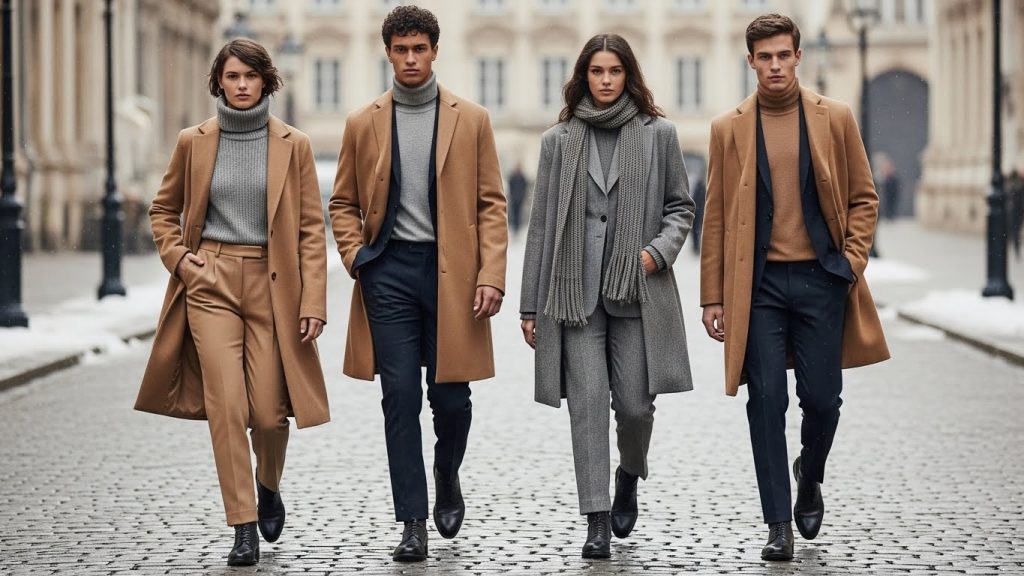 Neutral color palette used in European winter fashion
