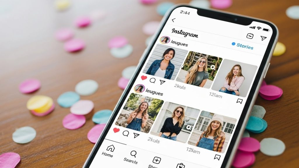  “Instagram collage of DIY photo booth photos with party props.”