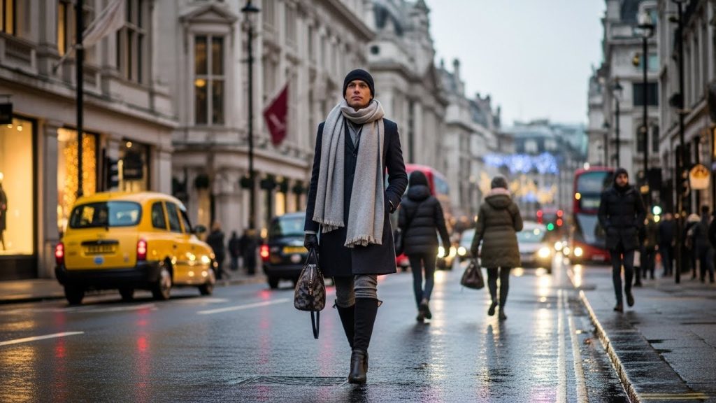 Balanced winter outfit combining warmth and style in Europe