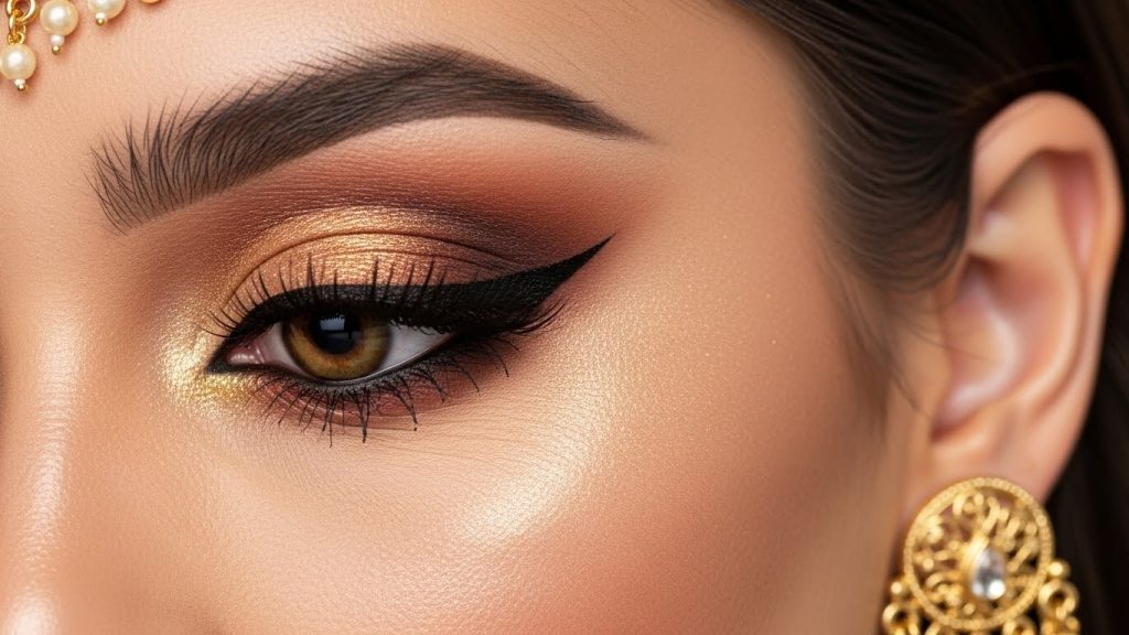 Warm eye makeup inspired by traditional celebration styles