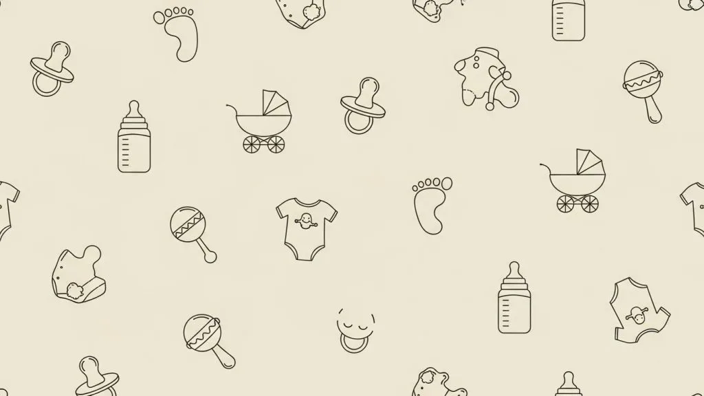 Baby Shower Celebration Wallpapers for Cute Themes: A Fresh Guide for Modern Parents 6 Minimalist beige wallpaper with line drawing baby illustrations.