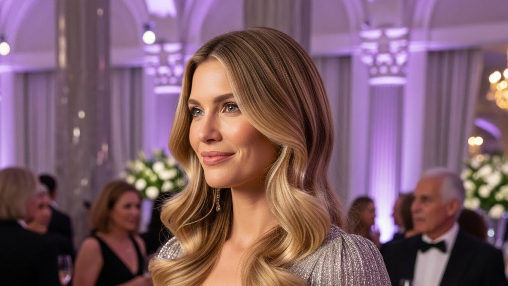 Natural party hairstyle with soft waves and healthy shine