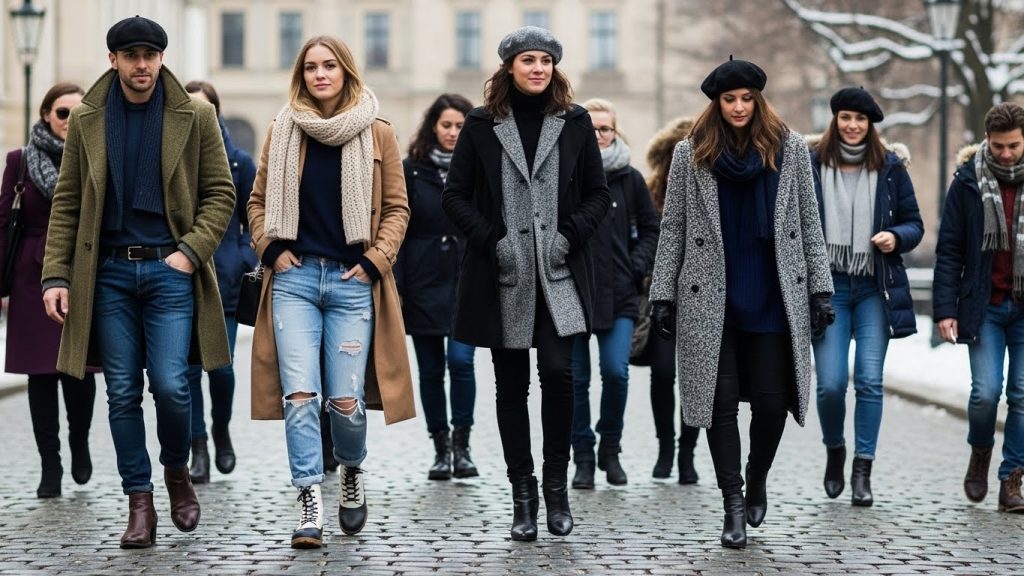 Casual winter outfits worn in European cities