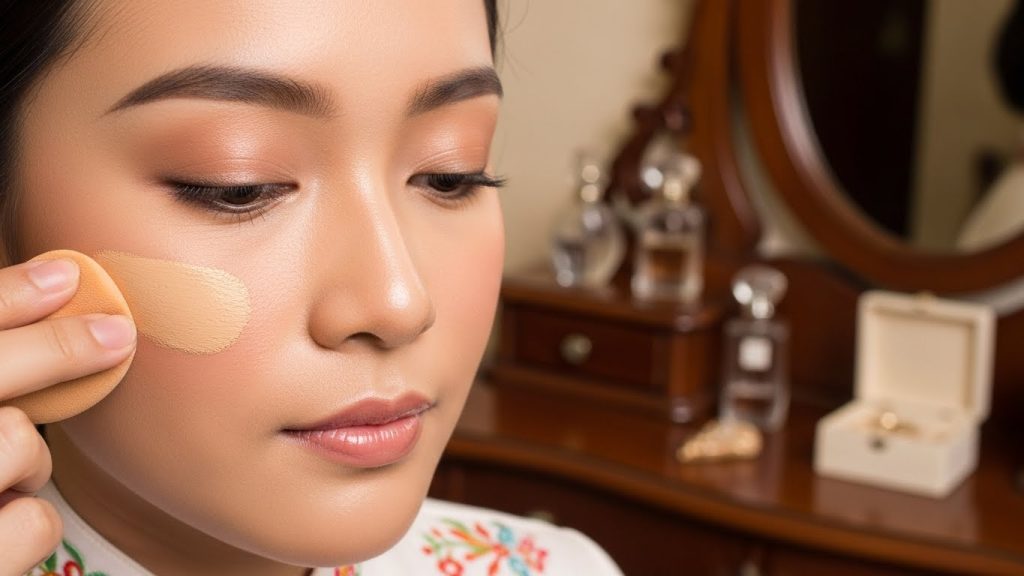 Natural warm base makeup suitable for traditional celebrations