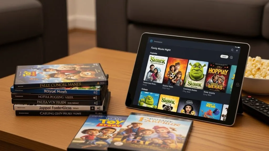“Family-friendly movie selection for indoor movie night.”