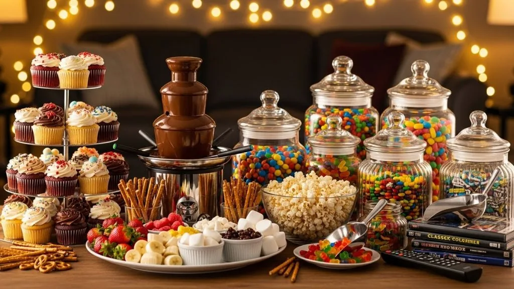 “Sweet dessert setup for family movie night.”