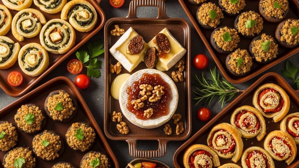  Warm vegetarian New Year appetizers served for an elegant evening