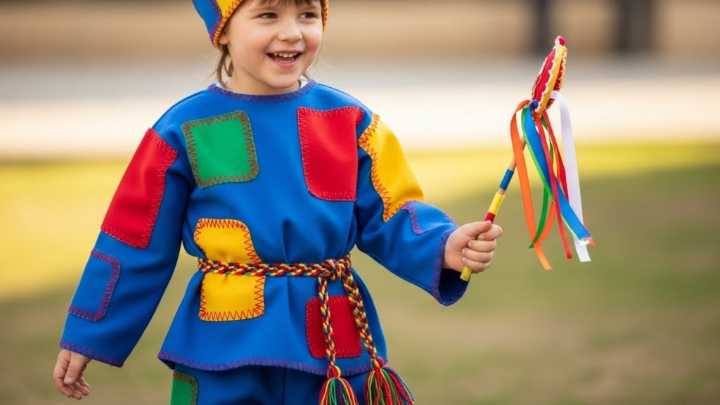 Traditional homemade costume for kids inspired by cultural celebrations