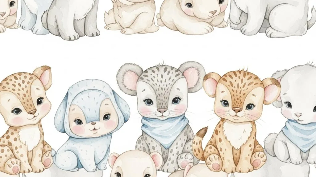 Baby Shower Celebration Wallpapers for Cute Themes: A Fresh Guide for Modern Parents 3 Watercolor baby animal wallpaper in gentle tones.
