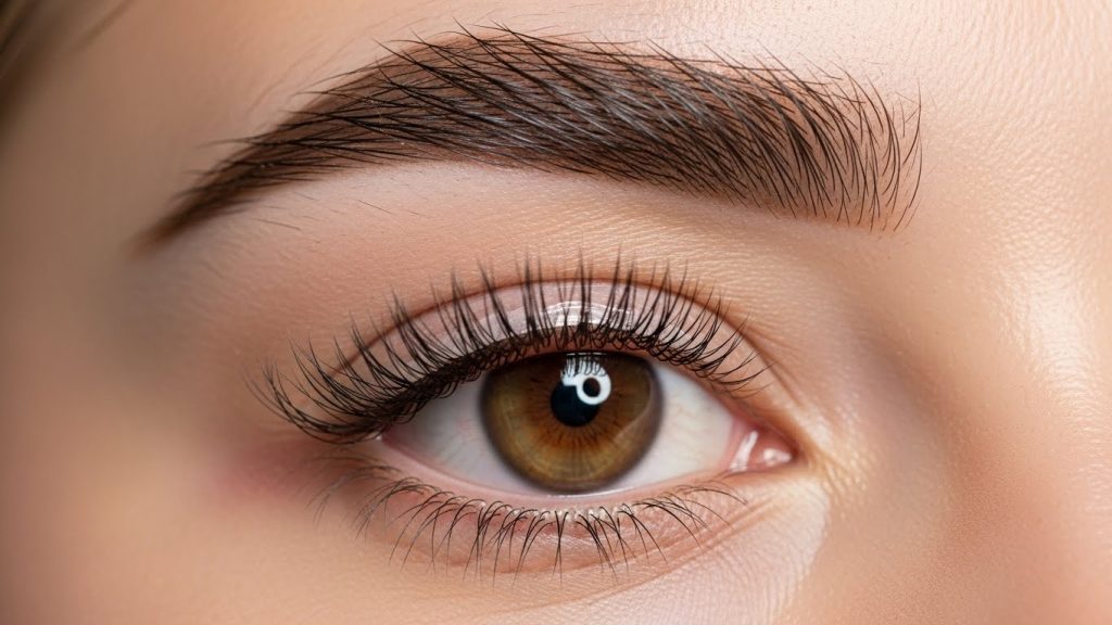 Defined brows and soft lashes for a balanced party beauty look