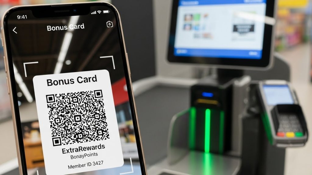 Digital AH bonus card displayed on a phone for offline scanning.
