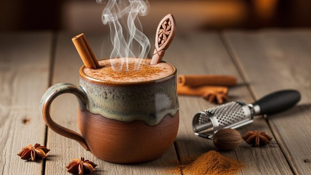 Spiced winter cocoa with aromatic holiday spices.