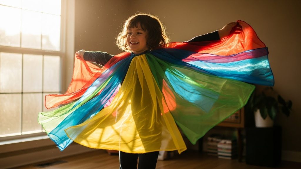 No sew fabric costume idea for kids using scarves