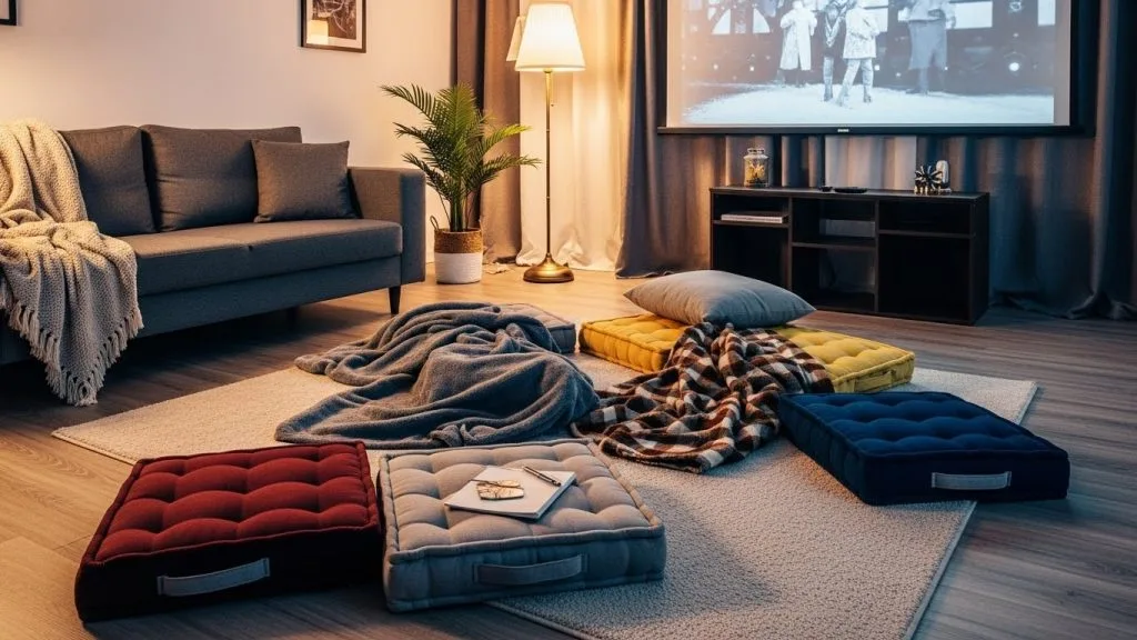“Cozy seating area for family movie night.”