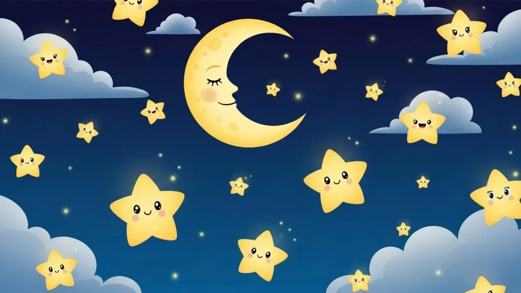 Baby Shower Celebration Wallpapers for Cute Themes: A Fresh Guide for Modern Parents 7 Cute cartoon star and moon wallpaper for baby shower.