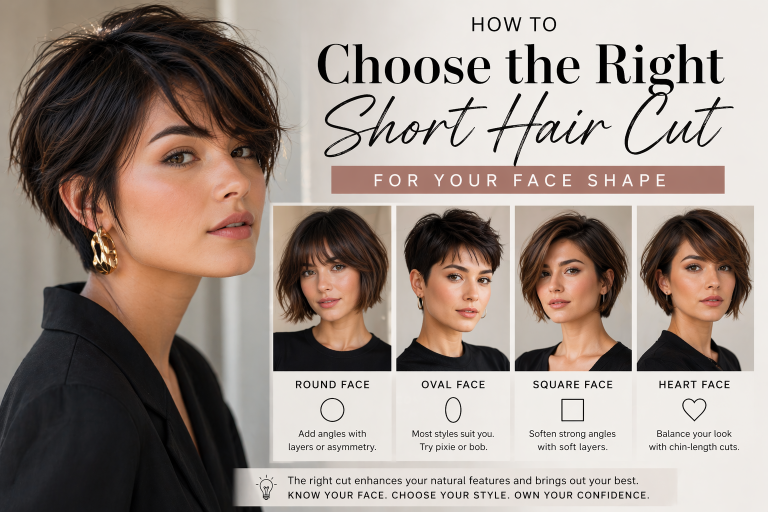 Elegant feature image showing a high-fashion short hair cut inspired by luxury style, featuring a sleek bob and textured pixie, with clean lines, soft lighting, and a confident, modern aesthetic.