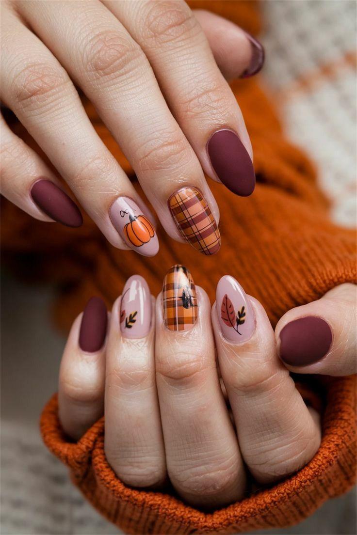 A stylish collection of short fall nail designs featuring warm autumn colors like brown, burgundy, beige, olive green, and matte neutrals. The manicure styles include minimalist nail art, glossy finishes, modern French tips, and cozy seasonal aesthetics perfect for everyday fashion and autumn beauty trends.