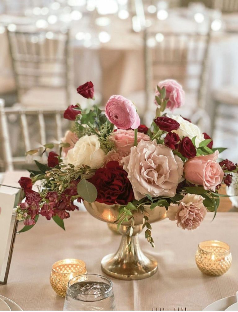 Few color combinations feel as timeless and romantic as burgundy and blush.