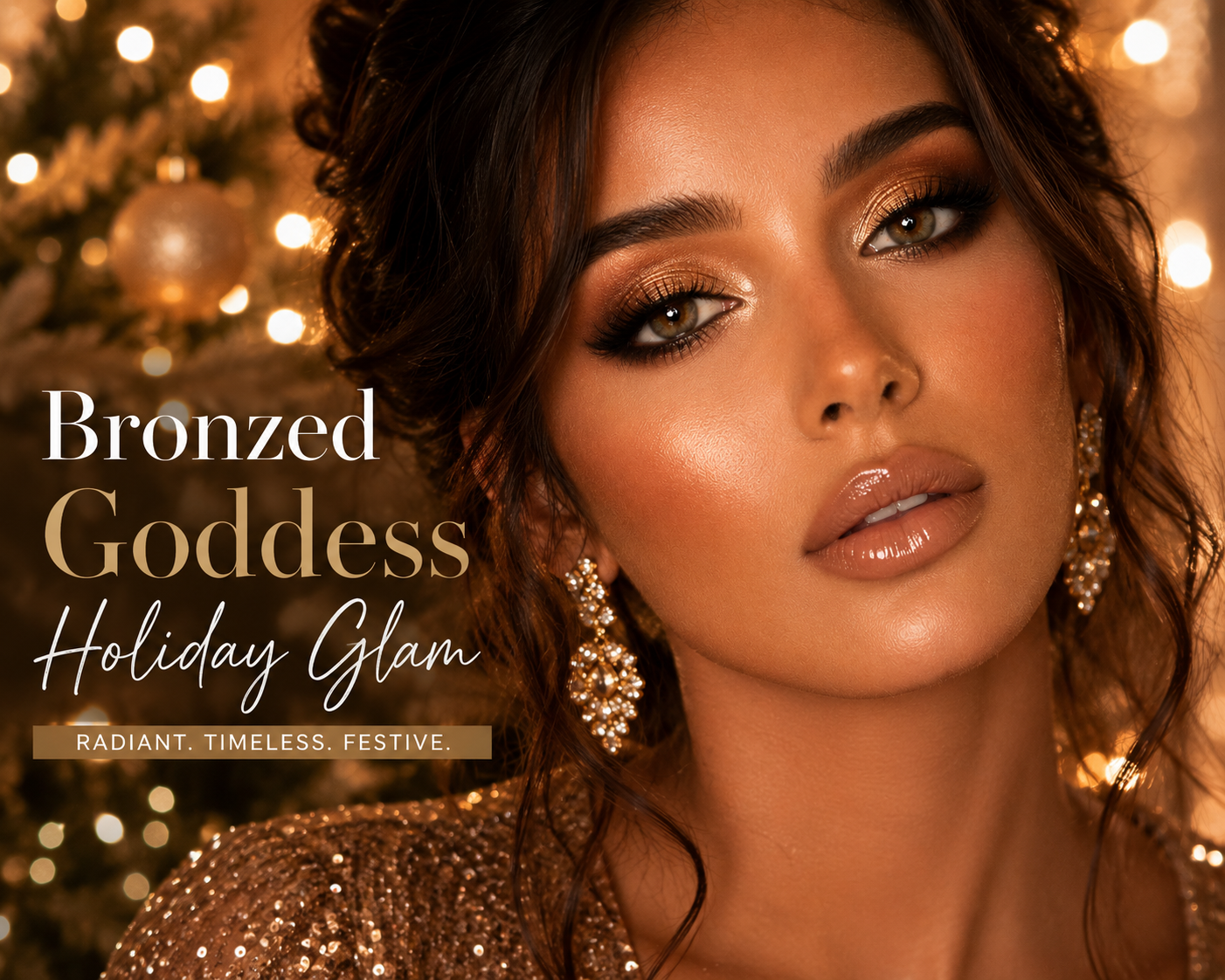 Bronzed Goddess Holiday Glam Makeup