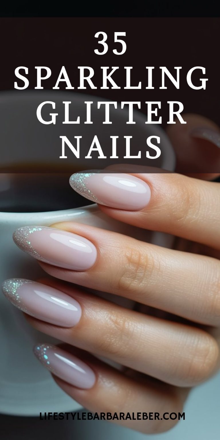 A glamorous sparkly nail design featuring shimmering glitter, reflective finishes, and elegant nail art details. The manicure showcases dazzling nails perfect for parties, weddings, holidays, and special occasions, offering stylish inspiration for a polished and eye-catching look.