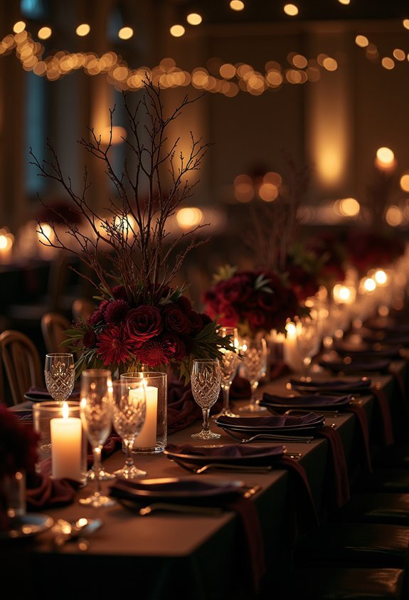 black linens cinematic table setting