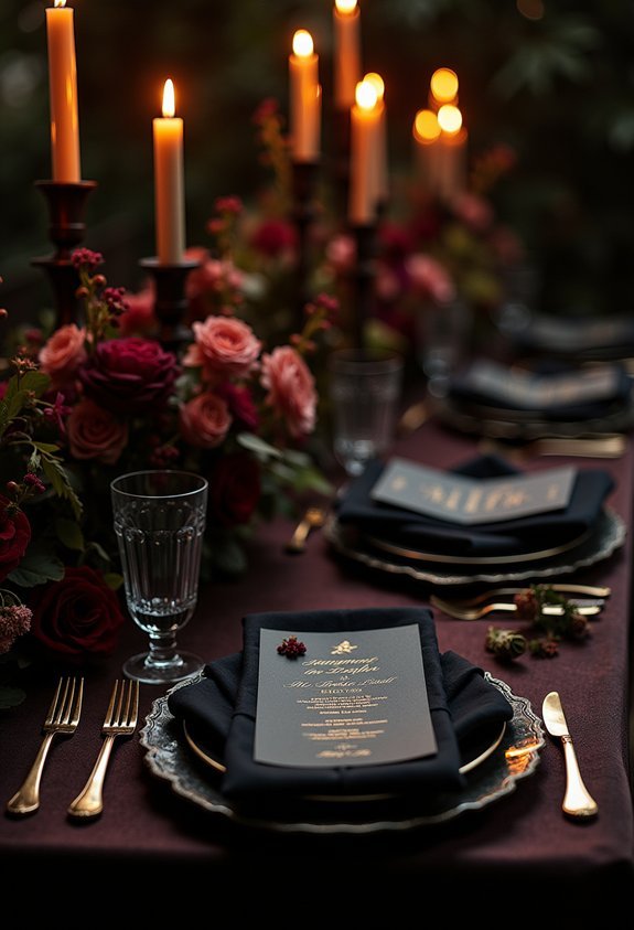 black matte wedding stationery ensemble