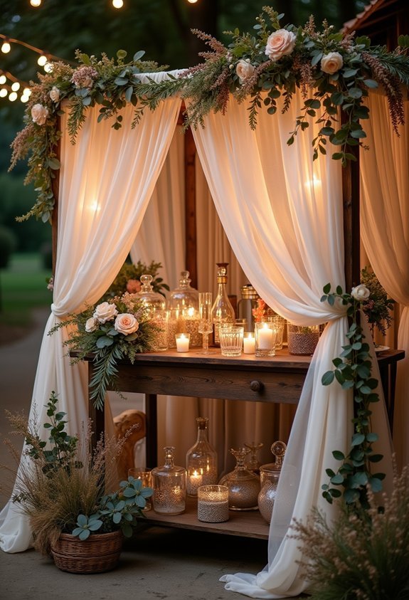 17 Dreamy Boho Wedding Reception Ideas That Feel Effortlessly Romantic 15 boho cocktail station ritual