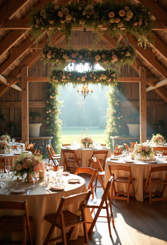 19 Charming Barn Wedding Reception Ideas That Turn a Venue Into a Dream 7 ceremony flowers repurposed reception