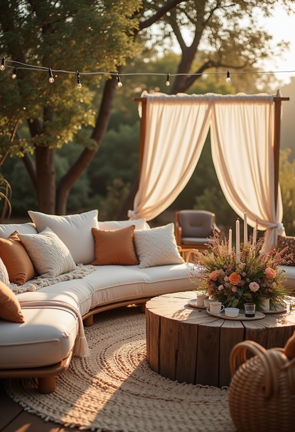 17 Dreamy Boho Wedding Reception Ideas That Feel Effortlessly Romantic 11 cozy boho cushion lounge