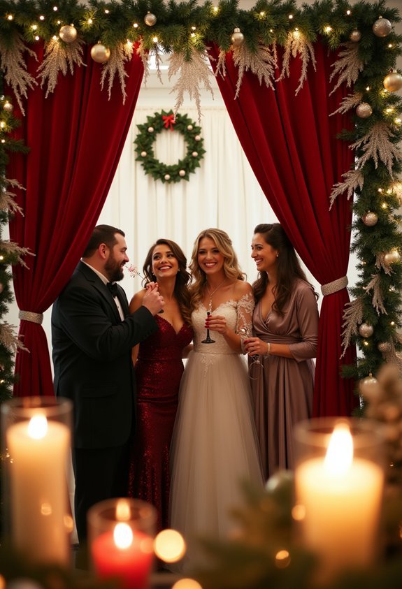 cozy christmas wedding photo booth