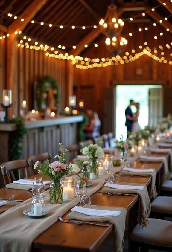 cozy rustic string lit lounge