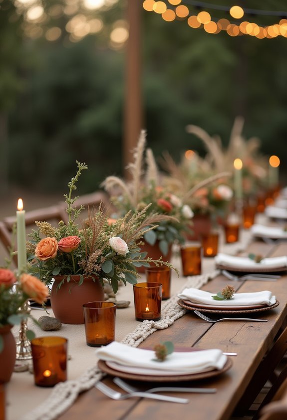 17 Dreamy Boho Wedding Reception Ideas That Feel Effortlessly Romantic 7 earthy florals in bud vases