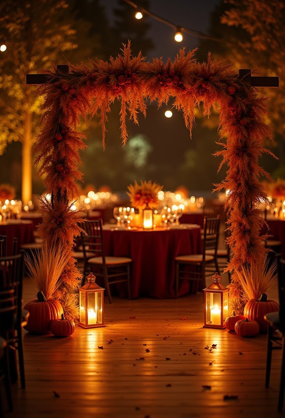 17 Cozy Fall Wedding Reception Ideas With Rich Colors and Autumn Magic 4 fall entryway welcome decor
