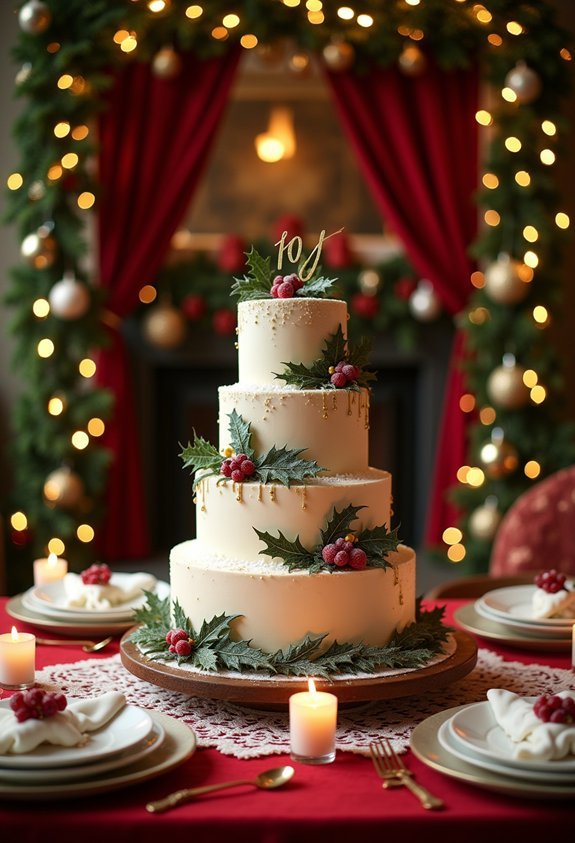 festive christmas wedding cake centerpiece