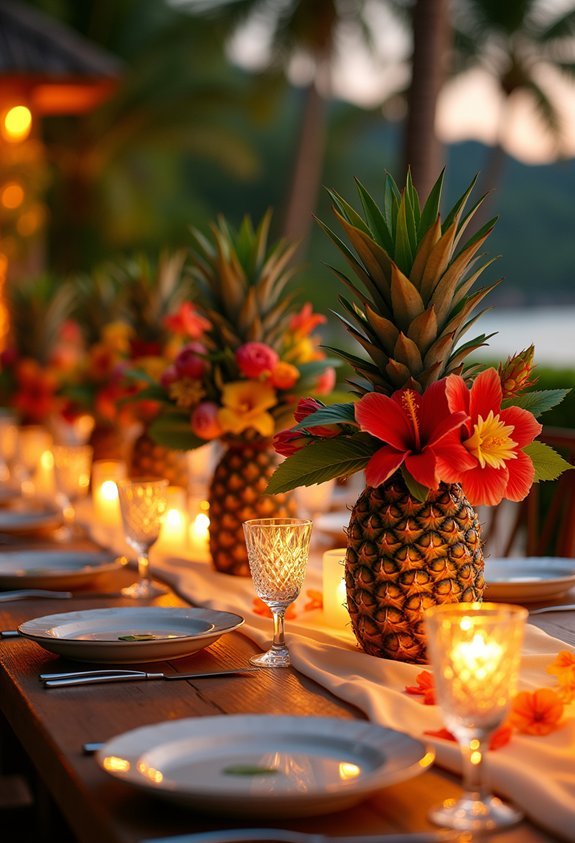 19 Vibrant Tropical Wedding Reception Theme Ideas for a Lush Island Celebration 9 fresh pineapple island welcome