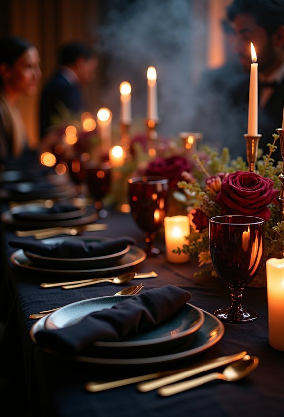 gothic place settings in dark accents