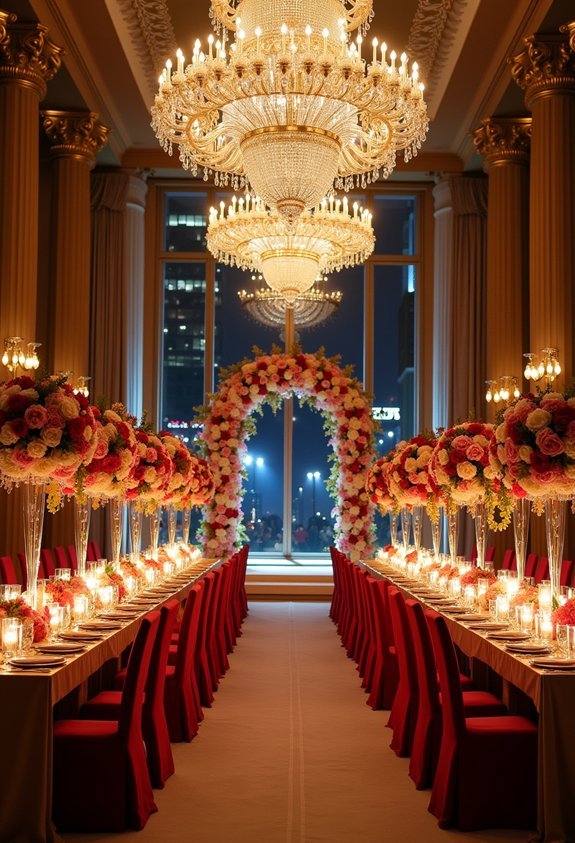 17 Ultra-Glamorous Wedding Reception Ideas That Scream Luxury and Drama 2 impeccable grand reception venue