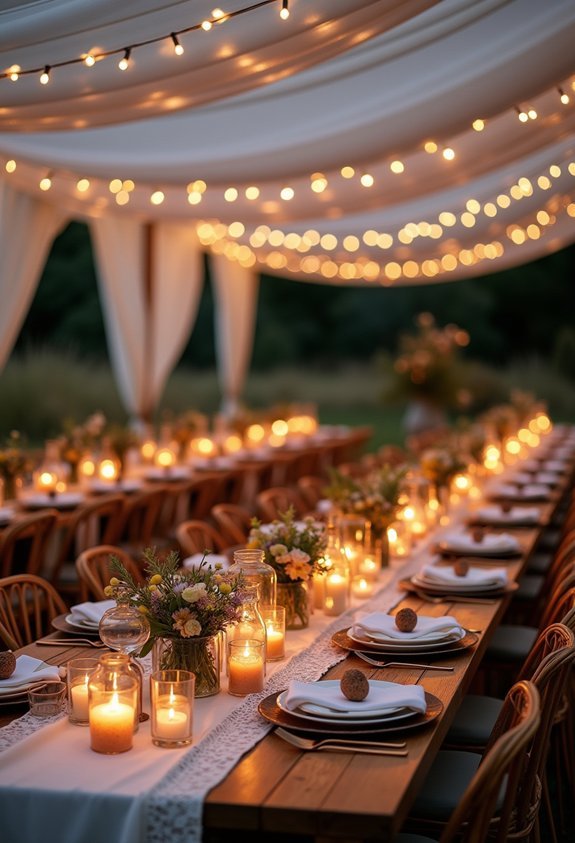 17 Dreamy Boho Wedding Reception Ideas That Feel Effortlessly Romantic 9 layered candlelit table glow