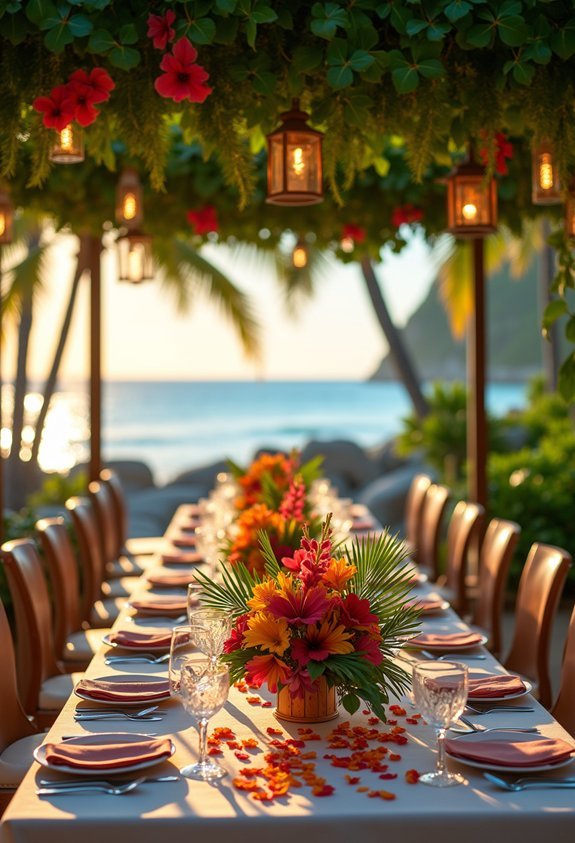 19 Vibrant Tropical Wedding Reception Theme Ideas for a Lush Island Celebration 4 lush palm leaf reception decor