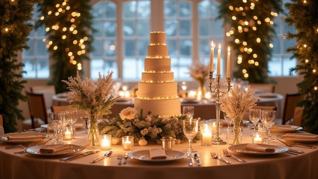 magical cozy winter wedding reception