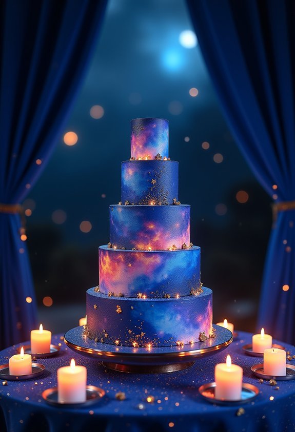 midnight celestial ombr cake display