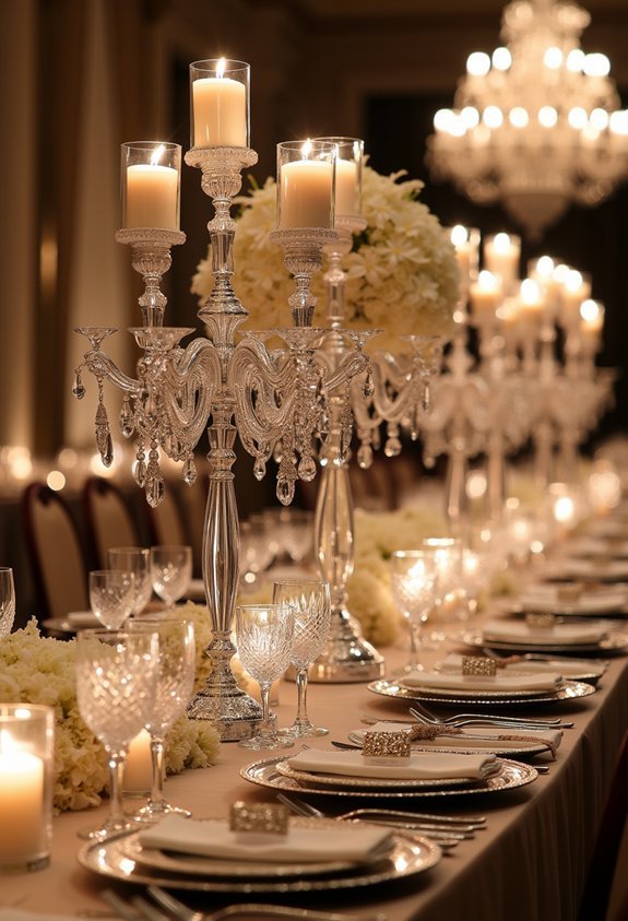 17 Ultra-Glamorous Wedding Reception Ideas That Scream Luxury and Drama 10 radiant crystal tabletop sparkle