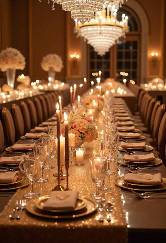 17 Ultra-Glamorous Wedding Reception Ideas That Scream Luxury and Drama 5 regal metallic layering guide