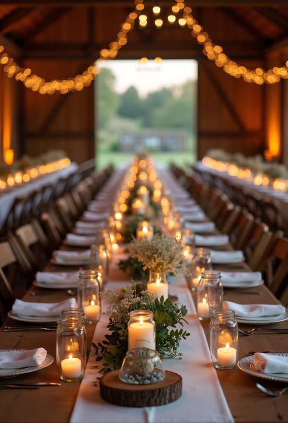 19 Charming Barn Wedding Reception Ideas That Turn a Venue Into a Dream 9 rustic garden fresh table centerpieces