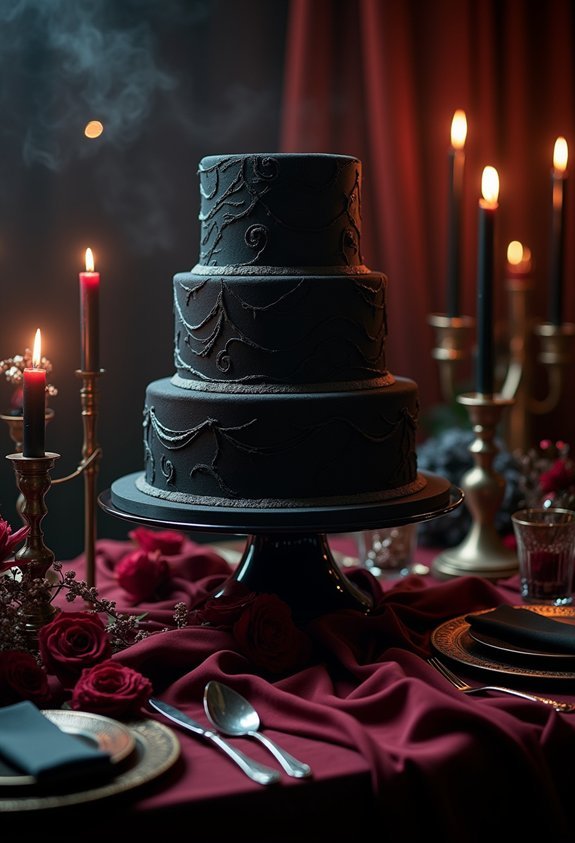 sculptural midnight wedding cake