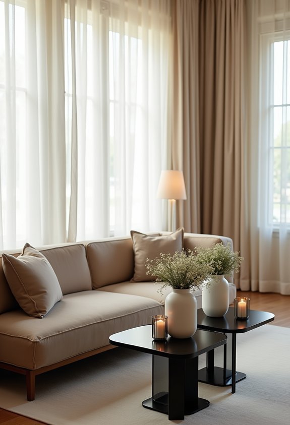 sculptural neutral lounge arrangement