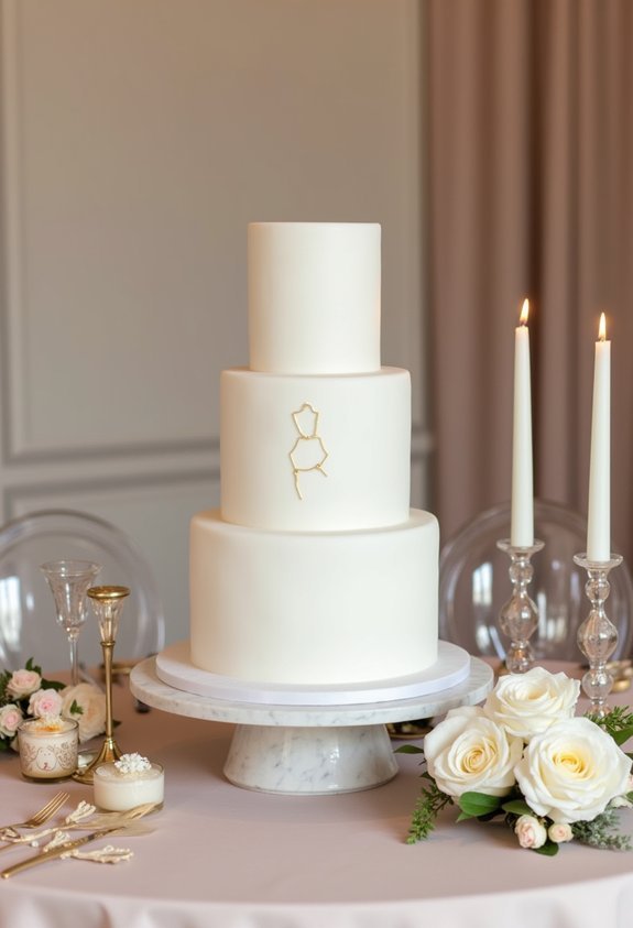 sleek monochrome cake with one accent