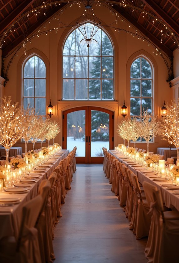 19 Breathtaking Winter Wedding Reception Ideas for a Magical Cozy Celebration 20 sparkling lanterns photo ready exit