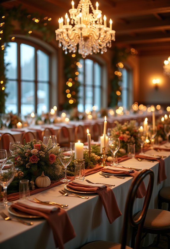 19 Breathtaking Winter Wedding Reception Ideas for a Magical Cozy Celebration 8 velvet napkins and ribbon accents