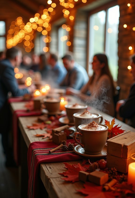 17 Cozy Fall Wedding Reception Ideas With Rich Colors and Autumn Magic 14 warm hot chocolate bar station